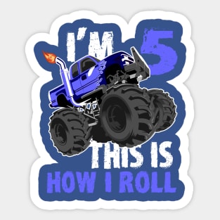 Monster Trucks 5th Birthday Big Trucks tees Sticker